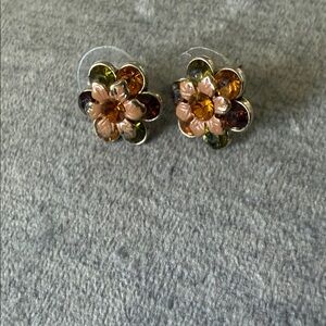 🌼 Multicolor Crystal Floral Stud Earrings